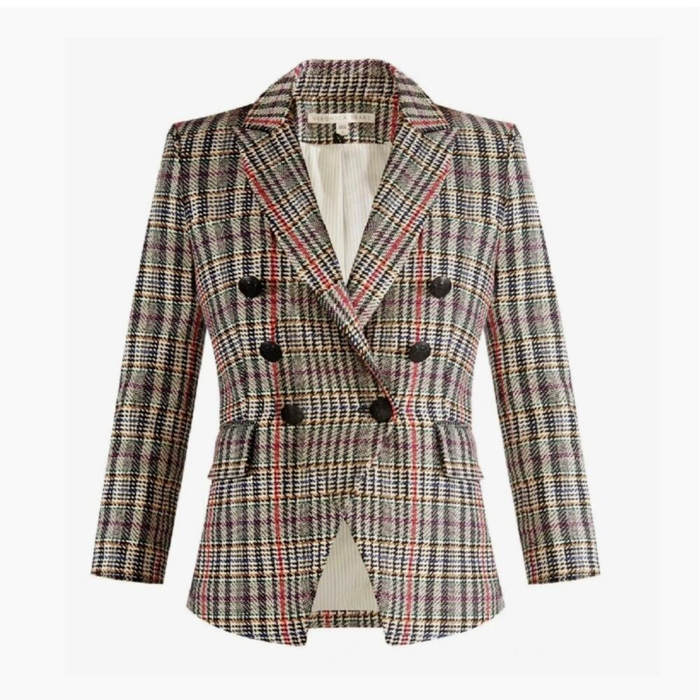 Veronica Beard 10 Houndstooth Empire Dickey Jacket $645 Cutaway Blazer Plaid NWT